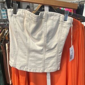 Fifteen Twenty Cream Bustier Top